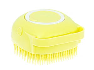 Perie din silicon cu dozator de sampon pentru spalare caini sau pisici, 7,5 x 7,5 cm, culoare galben - Img 3