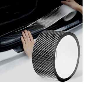 Rola ornament bandouri sau praguri autoadeziv din autocolant Carbon 5D, dimensiune 148 x 4 cm, culoare Gri Antracit - Img 2