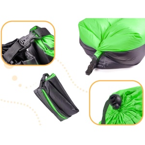 Saltea Autogonflabila "Lazy Bag" tip sezlong, 185 x 70cm, culoare Negru-Verde, pentru camping, plaja sau piscina - Img 2