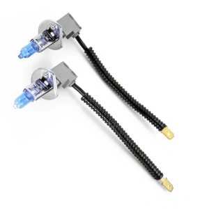 Set 2 becuri halogen H3 "HOD HI-POWER", putere 55W, lumina alba 5000K, 12V, imitatie xenon, cu mufe ceramice - Img 2