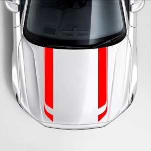 Set 2 stickere autoadezive Tuning, model "Hood Stripes V1", dimensiune 85 x 12 cm, culoare Rosie - Img 2