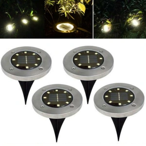 Set 4 x Lampa Solara estetica exterioara de gradina, cu 8 LED-uri, cu suport scurt - Img 4