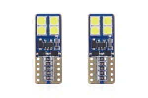Set becuri auto cu LED CANBUS compatibil T10e W5W 8 SMD Alb 12/24V, destinat competitiilor auto sau off-road