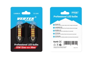 Set becuri auto cu LED CANBUS sofit compatibil C5W 12 SMD 36mm Alb 12/24V, destinat competitiilor auto sau off-road - Img 2