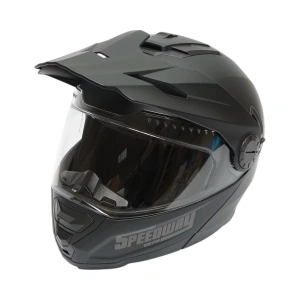 Casca motocross integrala negru mat cu viziera transparenta si ochelari de soare, marimea L, model LION
