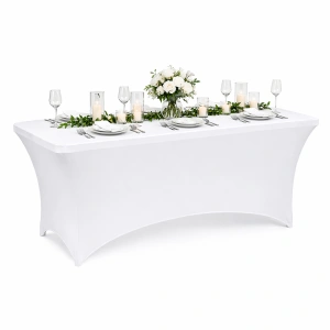 Husa pentru masa dreptunghiulara, culoare alba, elastica, dimensiune 120 x 60 x 74cm