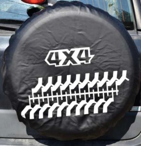 Husa roata de rezerva din "imitatie piele" neagra, pentru autovehicule de teren, marime 17" - Img 2