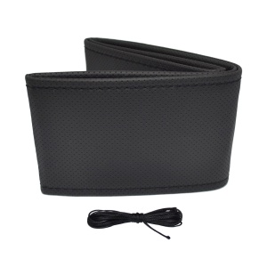 Husa volan OTOM din Piele Ecologica "Perforata" pentru autoturisme, diametru volan 37 - 39 cm, cu ac si ata Neagra - Img 2