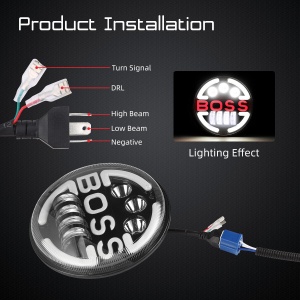 Lampa Suplimentara LED pentru Vehicule Off-Road, ATV, SSV, cu inscriptie "BOSS" si functii: Faza Lunga, Faza Scurta, Semnalizare, Pozitie, tensiune alimentare 9 - 36V, diametru Ø170 mm - Img 2