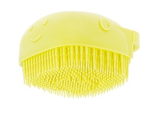 Perie din silicon cu dozator de sampon pentru spalare caini sau pisici, 7,5 x 7,5 cm, culoare galben - Img 5
