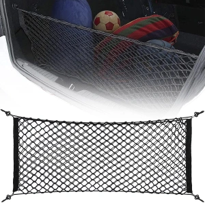 Plasa de bagaje elastica cu buzunar si suporti de montaj, dimensiune 100 x 40 cm - Img 2