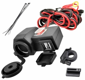 Priza de bricheta suplimentara, waterproof, 12V, 10A, cu 2 porturi incarcare USB, 5V, 2,1A, cu destinatie Moto, ATV, SSV, Quad, Off-Road - Img 5