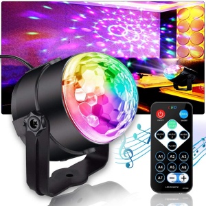 Proiector Disco LED RGB cu telecomanda si senzor de sunet - Bila Disco pentru petreceri - Img 1