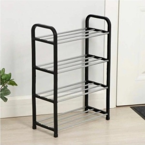 Raft Elegant pentru depozitare Pantofi sau Pantaloni, cu traverse metalice, 4 nivele, dimensiuni 58 x 42 x 18 cm - Img 1