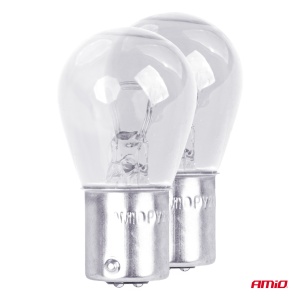 Set 2 becuri cu halogen, soclu P21, 5W, BAY15D, alimentare 12V - Img 2