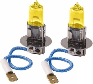 Set 2 becuri H3 pentru proiectoare de ceata, culoare galbena, 12V, 55W - Img 2