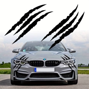Set 2 stickere autoadezive Tuning, model "Monster Scratches", dimensiune 37 x 9 cm, culoare Negru - Img 1