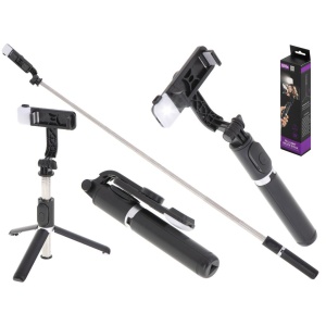 Set 3in1, Selfie Stick cu Lampa LED si Trepied, conectare Bluetooth, alimentare USB - Img 8
