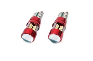 Set becuri auto cu LED CANBUS compatibil T10e W5W 27 SMD Alb 12V/24V, destinat competitiilor auto sau off-road