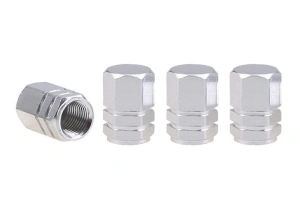 Set capacele auto pentru ventil hexagon argintiu 4 buc - Img 2