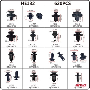 Set cleme - clipsuri reconditionare auto, 620 piese, diferite modele - Img 7