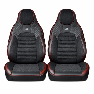 Set huse scaune auto Premium, model BLAZE Torque, design Sportiv, universale, ergonomice, Piele Ecologica cu insertii textile, culoare Negru/Rosu - Img 2