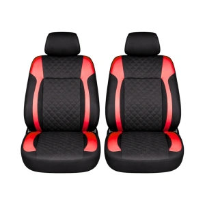 Set huse scaune auto Premium, model DIAMOND Racer, design Sportiv, universale, ergonomice, Piele Ecologica Matlasata, culoare Negru/Rosu - Img 2