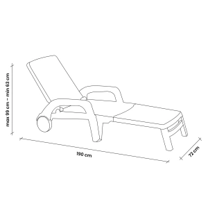 Sezlong de Plaja sau Gradina, reglabil, dimensiune 190 x 60 x 72 cm, material plastic, culoare Negru - Img 4
