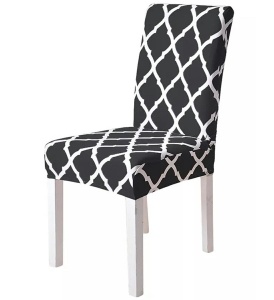 Husa universala pentru scaune clasice, model ROMB, culoare NEGRU + ALB - Img 2