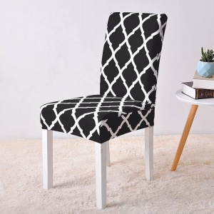 Husa universala pentru scaune clasice, model ROMB, culoare NEGRU + ALB - Img 1