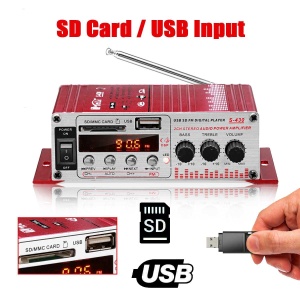 MINI amplificator auto, stereo, 12V, 40 W, radio FM, citire USB sau card SD, cu telecomanda - Img 3