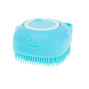 Perie din silicon cu dozator de sampon pentru spalare caini sau pisici, 7,5 x 7,5 cm, culoare albastra - Img 7