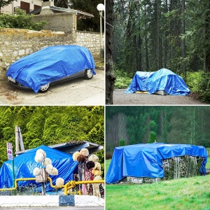 Prelata Impermeabila cu ochiuri metalice de prindere, dimensiune 4,0m x 5,0m, densitate 80g/m2, culoare albastra - Img 2