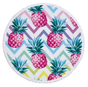 Prosop mare de plaja, super absorbant, forma rotunda, diametru 150cm, model Ananas - Img 2