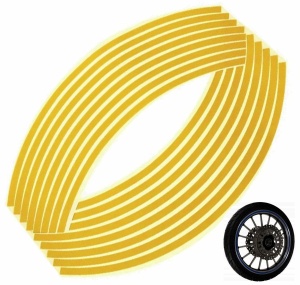 Set 16 ornamente Reflectorizante pentru jante auto, moto, culoare Galben - Img 2