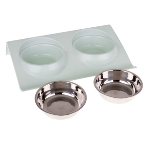 Set 2 buc. castron metalic cu suport pentru hranire animale de companie - Img 3