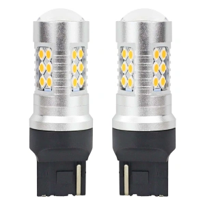 Set becuri auto cu LED CANBUS, 3030, 24SMD, compatibil T20, 7440, WY21W, Portocaliu, 12V / 24V, destinat competitiilor auto sau off-road