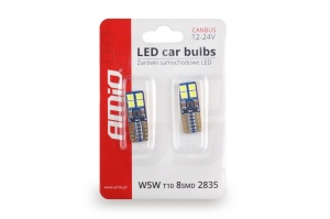 Set becuri auto cu LED CANBUS compatibil T10e W5W 8 SMD Alb 12/24V, destinat competitiilor auto sau off-road - Img 2