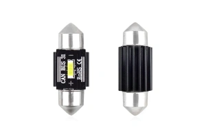 Set becuri auto cu LED CANBUS sofit compatibil C5W 1 SMD 31mm Alb 12/24V, destinat competitiilor auto sau off-road