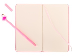 Set Cadou pentru Copii, Caiet cu Flamingo finisat cu piele ecologica + Pix cu Flamingo - Img 4