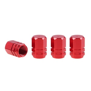 Set capacele auto pentru ventil hexagon rosu 4 buc - Img 2