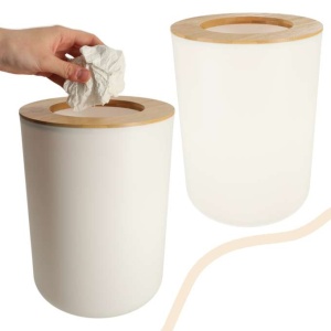 Set Elegant pentru baie format din 6 piese, ABS + lemn, culoare alb/maro - Img 8