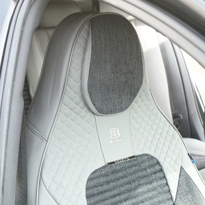 Set huse scaune auto Premium, model BLAZE Elite, design Sportiv, universale, ergonomice, Piele Ecologica cu insertii textile, culoare Gri/Crem - Img 4