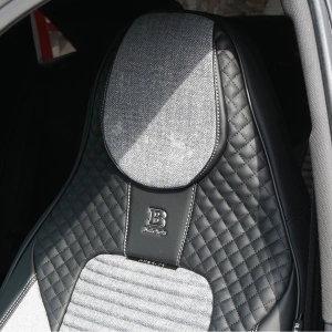 Set huse scaune auto Premium, model BLAZE Prime, design Sportiv, universale, ergonomice, Piele Ecologica cu insertii textile, culoare Negru/Gri - Img 4