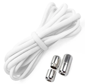 Sireturi elastice SMART pentru incaltaminte cu clema metalica, culoare alba - Img 3