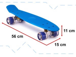 Skateboard Penny Board pentru copii cu roti din cauciuc, iluminate LED, culoare Albastra - Img 3