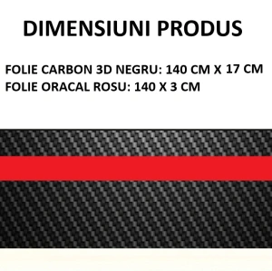 Sticker autoadeziv Tuning, model "Rally Stripe Carbon 3D", dimensiune 140 x 17 cm, culoare Negru/Rosu - Img 2