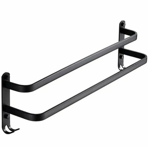 Suport de prosoape pentru baie tip "Mansarda" din aluminiu, lungime 60 cm, culoare Negru Mat - Img 2