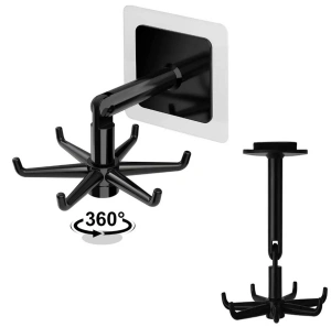 Umeras rotativ de bucatarie cu 6 carlige, material ABS, lungime 11 cm, culoare Negru - Img 3