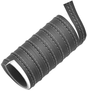 Banda decorativa pentru interiorul vehiculului, lungime 2m, din piele ecologica, culoare Neagra + cusatura Alba - Img 4